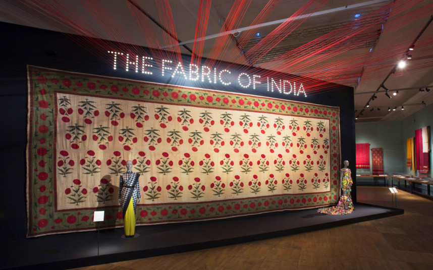 Installation view of 'The Fabric of India' exhibition, 3 October 2015 - 10 January 2016